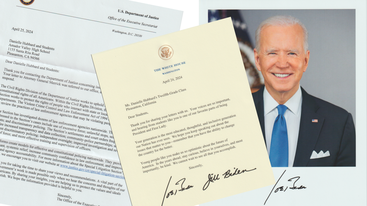 Biden and DOJ respond to letters sent by the AV Social Justice class regarding police reform.