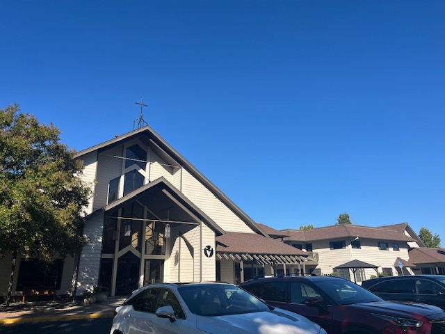 The church besides Amador Valley High School hands out food after school on Wednesdays. 