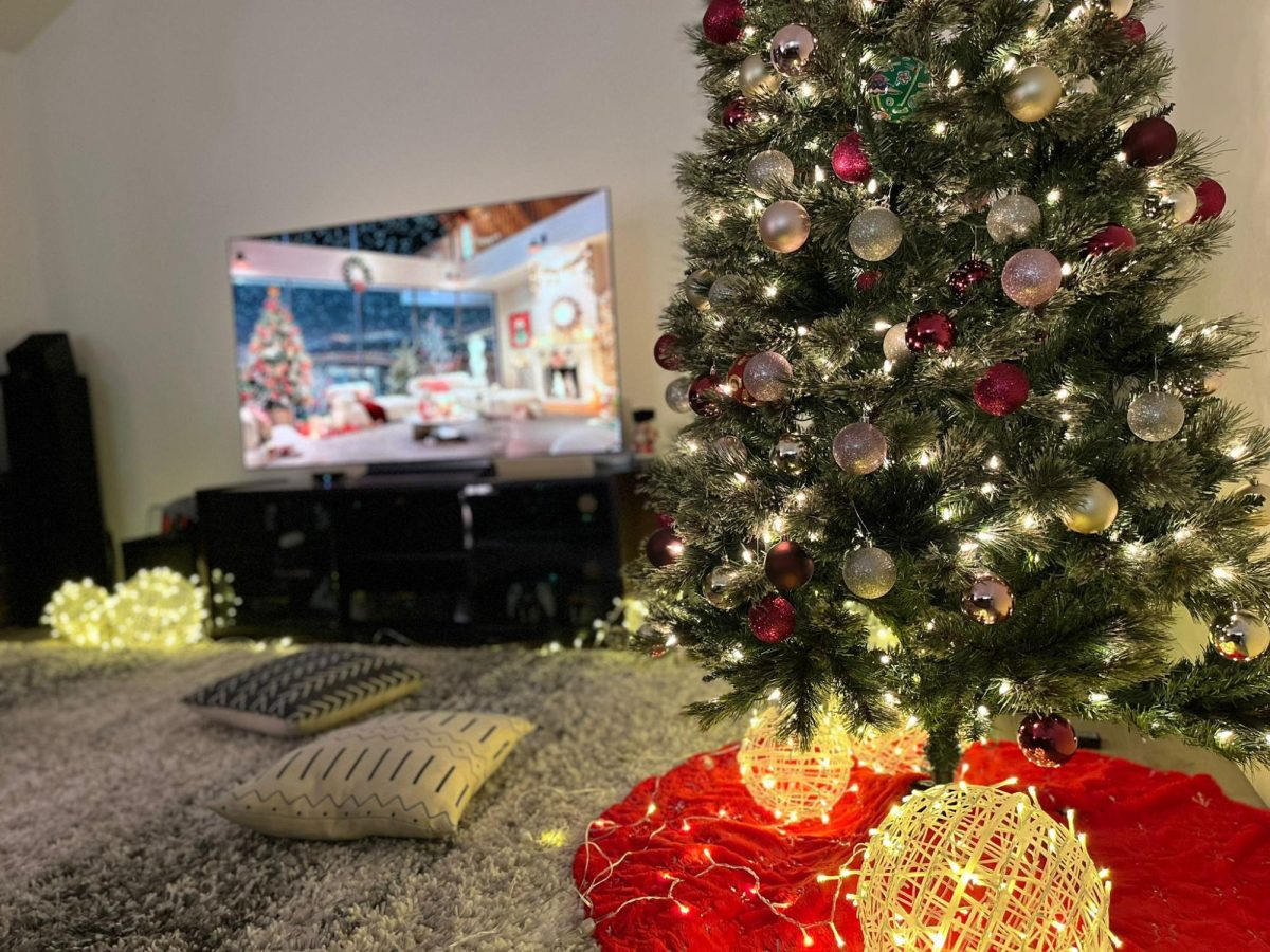 The warmth of a cozy living room is the perfect place to snuggle up and watch your favorite Christmas movies!