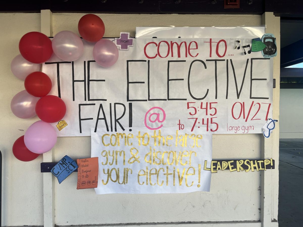 A poster advertises the upcoming elective fair.