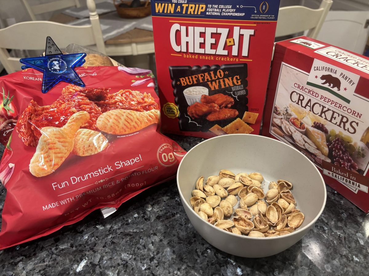 A variety of snacks are laid out for guests to enjoy while cheering for their team.