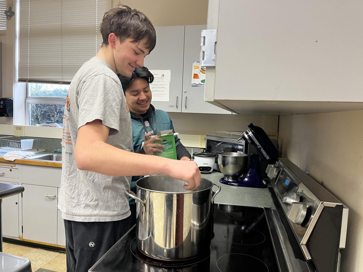 Students from the AV Culinary Class prepare a dish with ingredients bought from Safeway under $10.